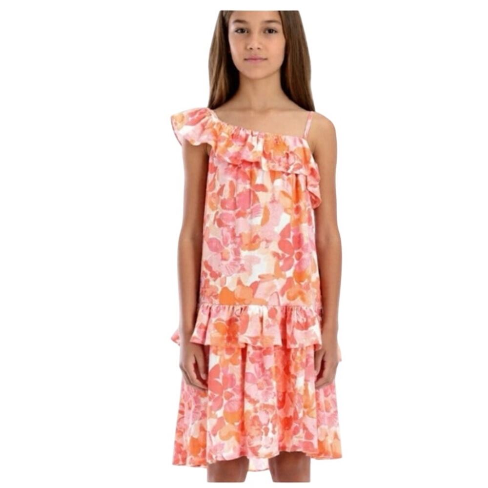 GB Girls Ruffle-Shoulder Printed A-Line Boho Dress GIRLS SIZE M